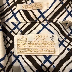 70s Vintage Sears Kings Road Disco Shirt Mens Large Geometric Design. CLEAN